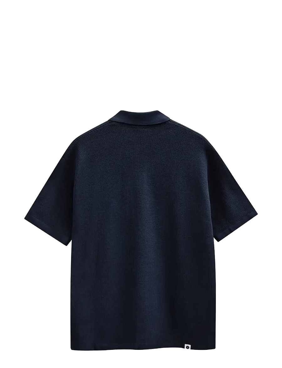 Anerkjendt - AKVILHELM NEEDLE RIB SS KNIT - kootud polosärgid - sky captain - 1