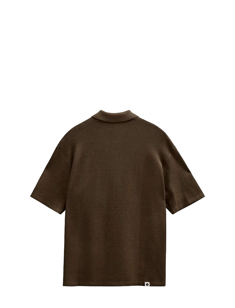 Anerkjendt - AKVILHELM NEEDLE RIB SS KNIT - kootud polosärgid - teak - 1