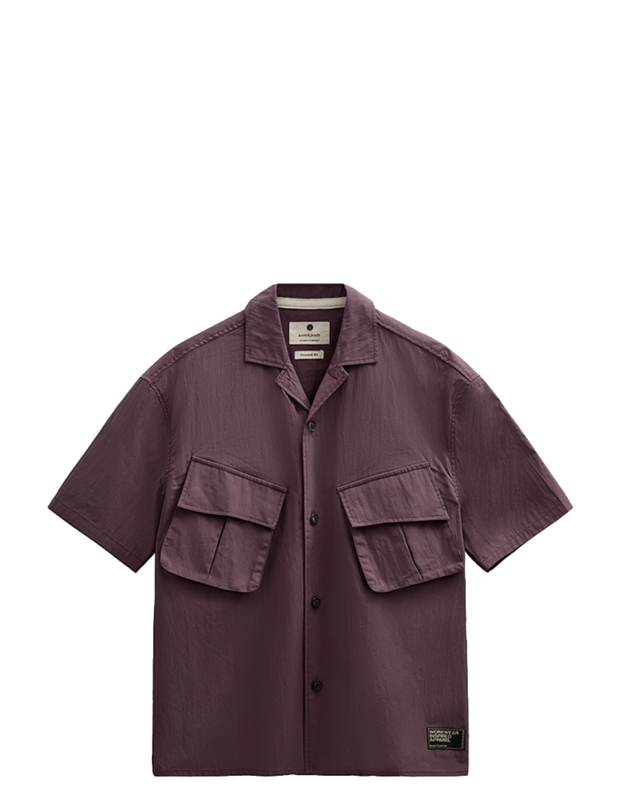 Anerkjendt - AKOTTO 2 POCKETS S/S SHIRT - kortärmade skjortor - blackberry wine - 1