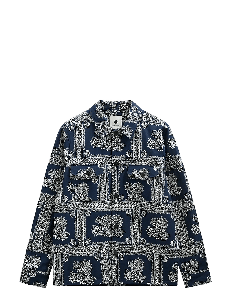 Anerkjendt - AKOSCAR FLOWER OVERSHIRT - mönstrade skjortor - sky captain - 1