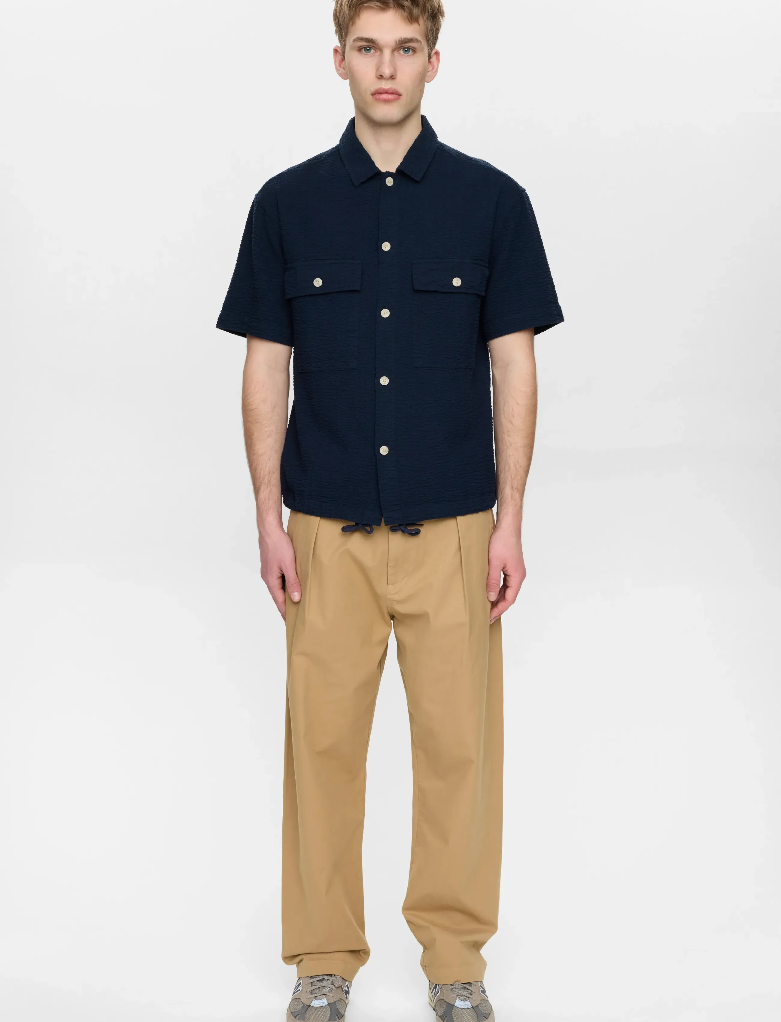 Anerkjendt - AKOTTO SEERSUCKER SS OVERSHIRT - kortærmede skjorter - sky captain - 4