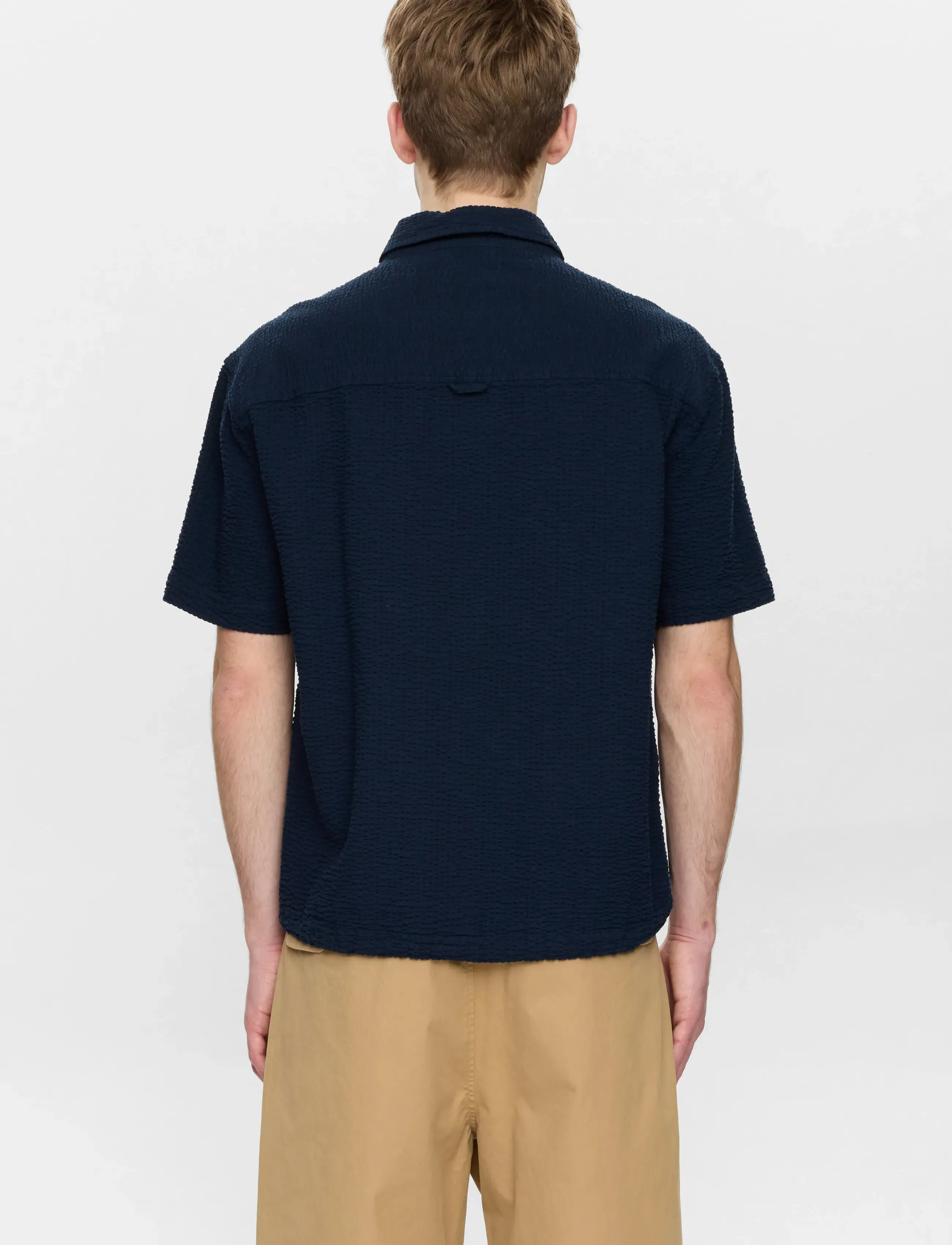 Anerkjendt - AKOTTO SEERSUCKER SS OVERSHIRT - kortærmede skjorter - sky captain - 5