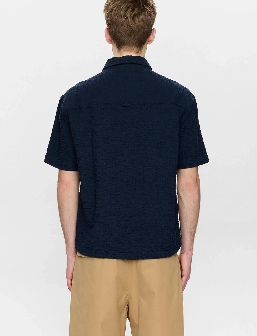 Anerkjendt - AKOTTO SEERSUCKER SS OVERSHIRT - kortærmede skjorter - sky captain - 5