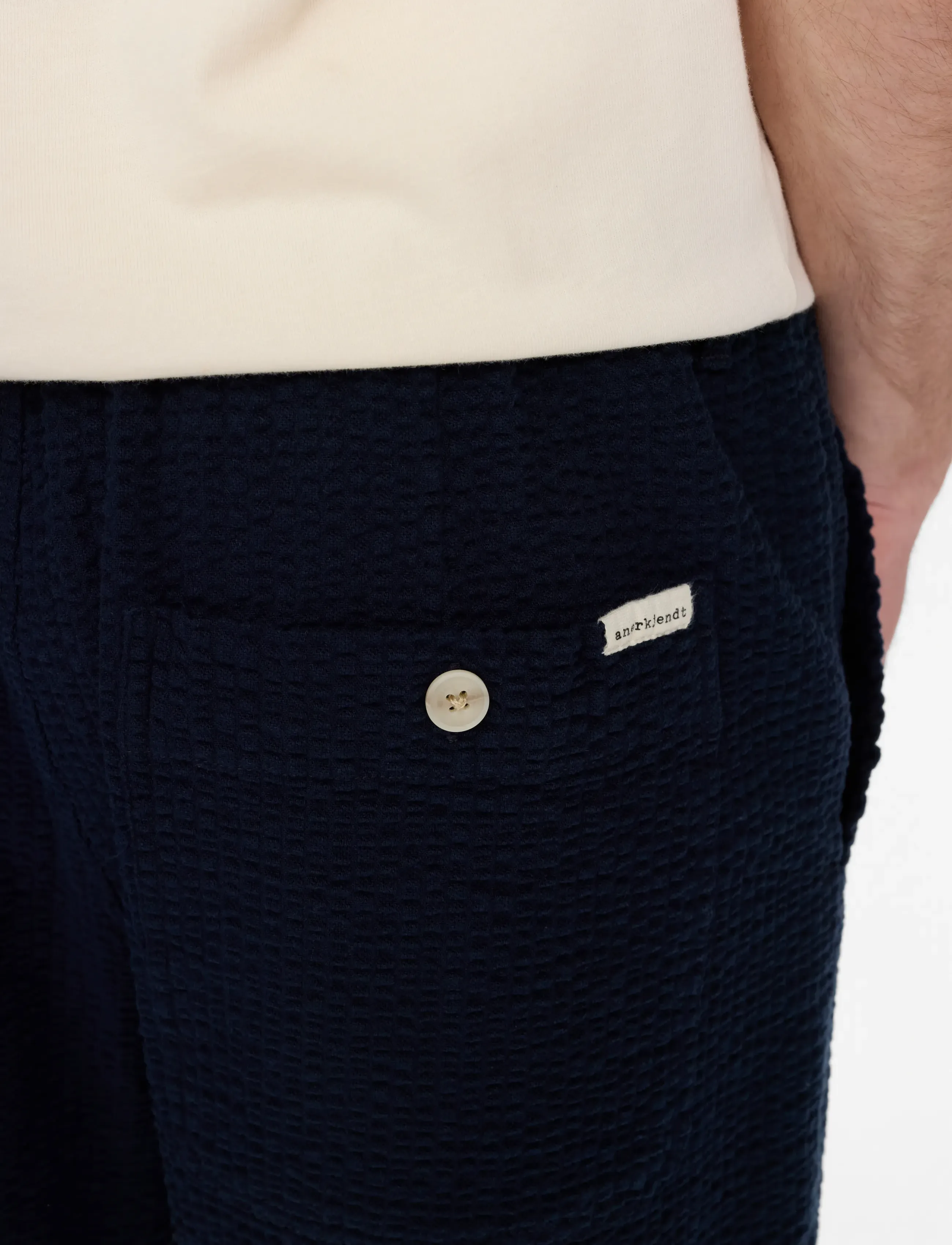 Anerkjendt AKJAN SEERSUCKER SHORTS - Nordic Style - SKY CAPTAIN / navy
