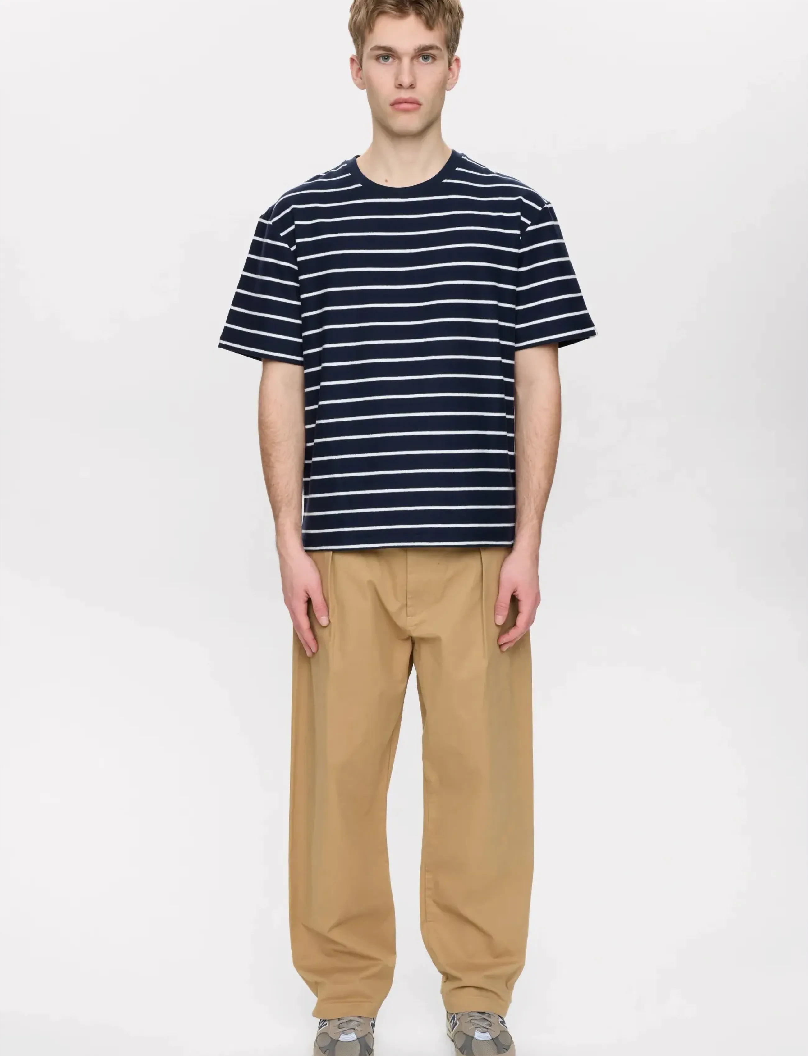 Anerkjendt AKVILLADS STRUCTURE STRIPE SS TEE - Anerkjendt - SKY CAPTAIN / navy
