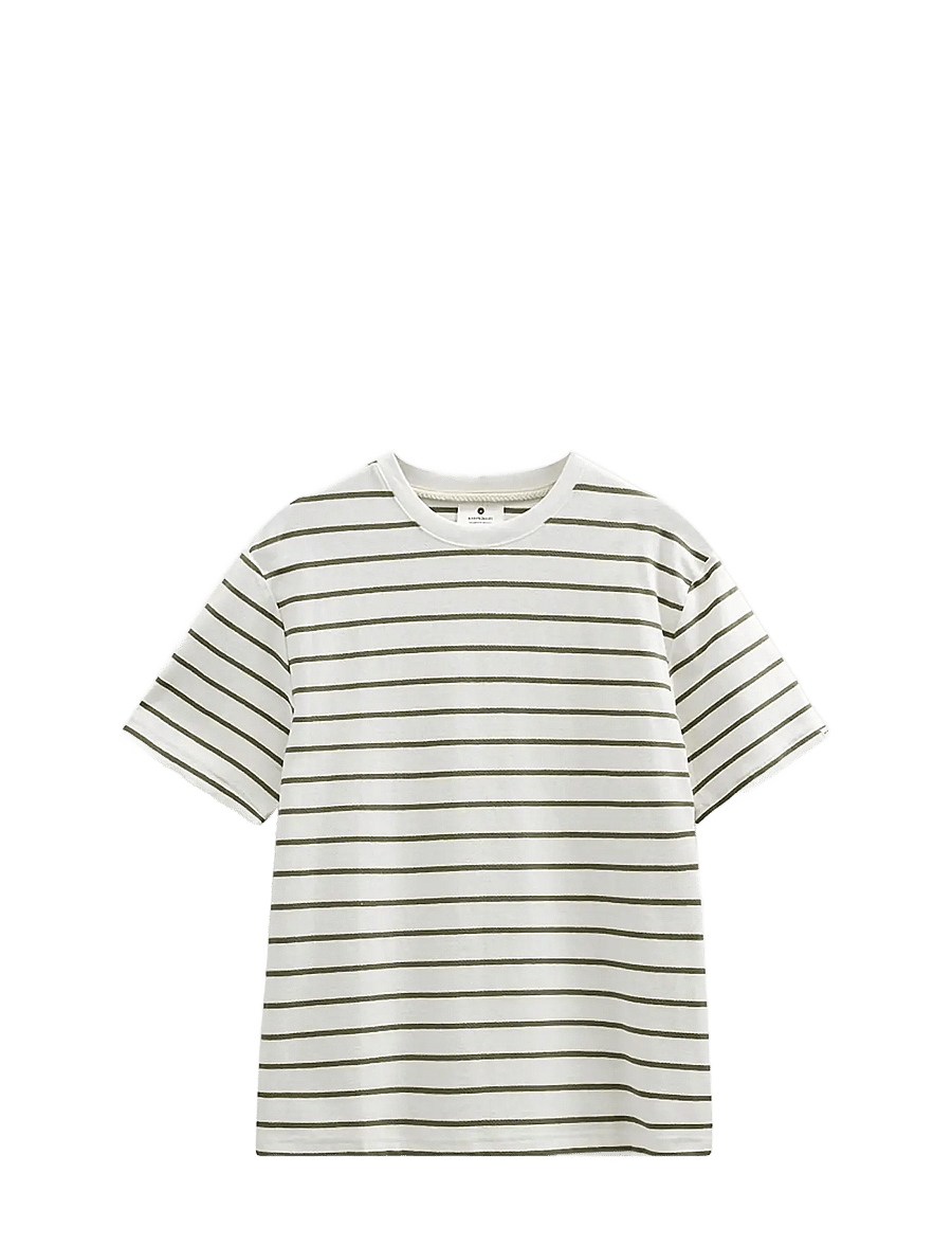 Anerkjendt - AKVILLADS STRUCTURE STRIPE SS TEE - kurzärmelige t-shirts - tofu - 0