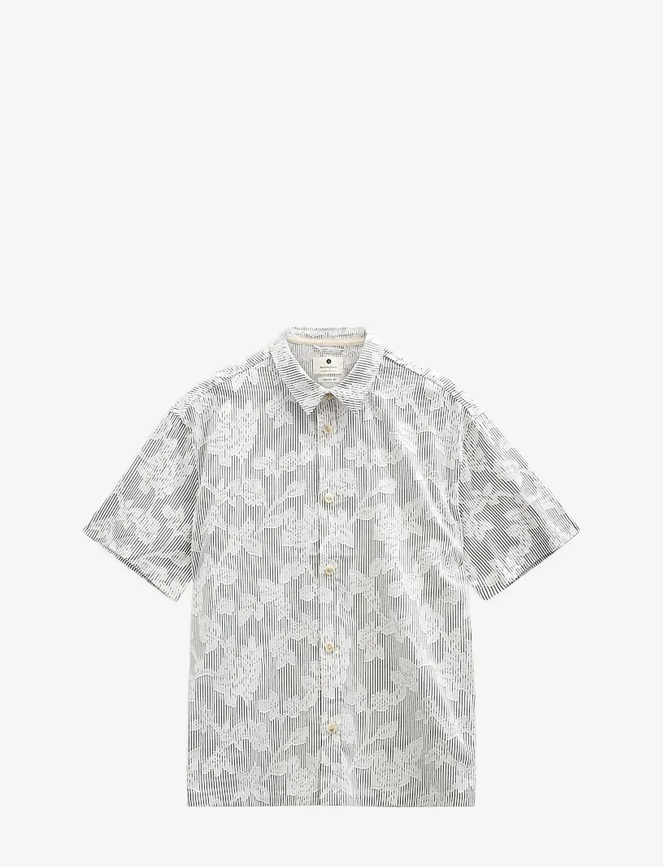 Anerkjendt - AKOTTO JACQ SS SHIRT - kortærmede skjorter - caviar - 0