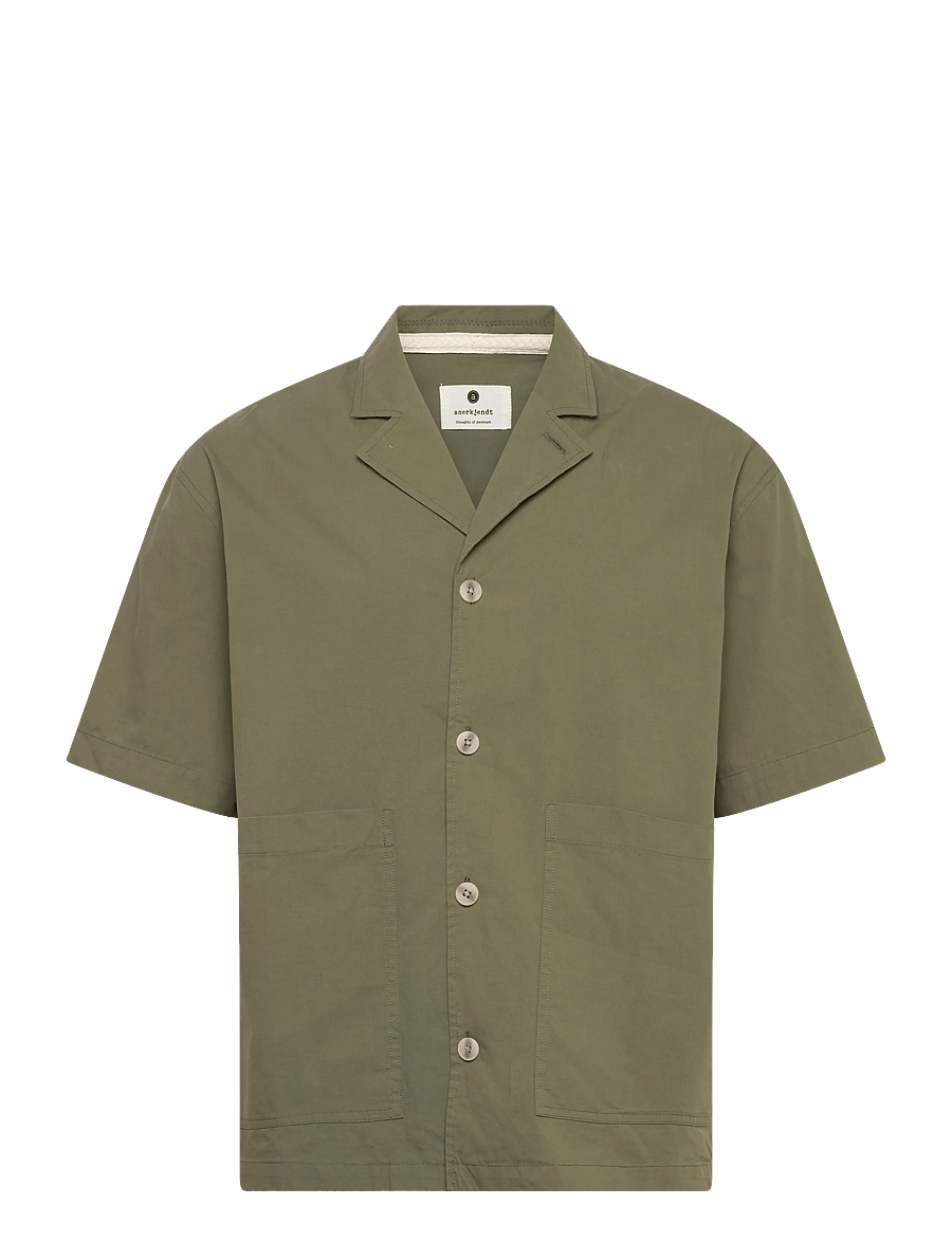 Anerkjendt - AKOTTO COTTON POPLIN SS OVERSHIRT - kollektsioonid - loden green - 1