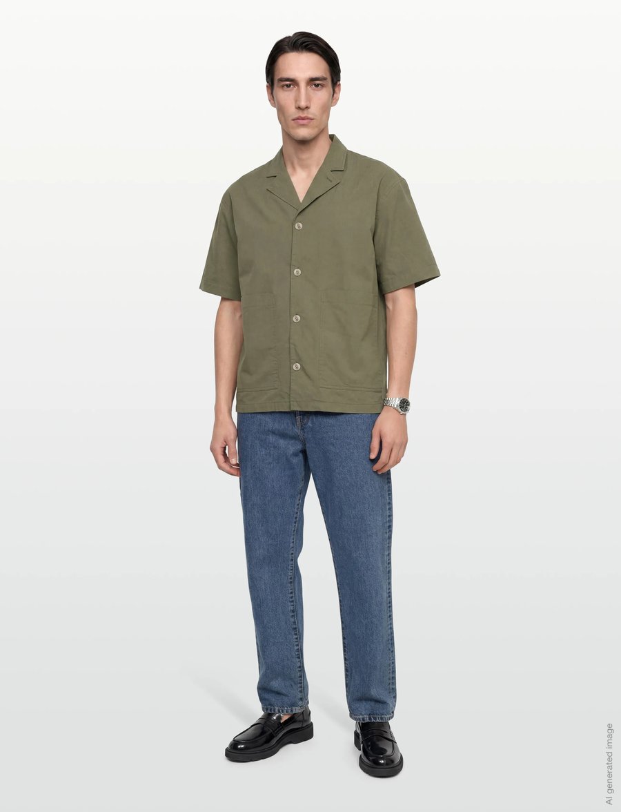 Anerkjendt - AKOTTO COTTON POPLIN SS OVERSHIRT - kollektsioonid - loden green - 0