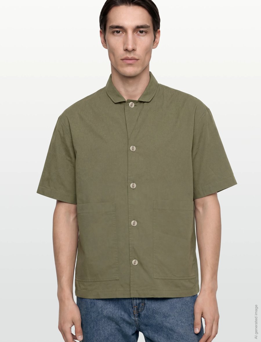 Anerkjendt - AKOTTO COTTON POPLIN SS OVERSHIRT - kollektsioonid - loden green - 4