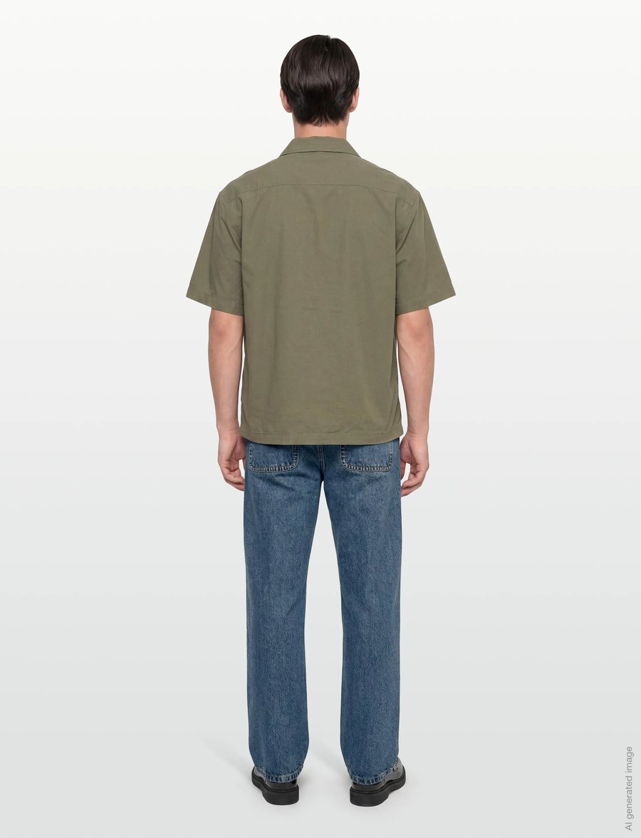 Anerkjendt - AKOTTO COTTON POPLIN SS OVERSHIRT - kollektsioonid - loden green - 5