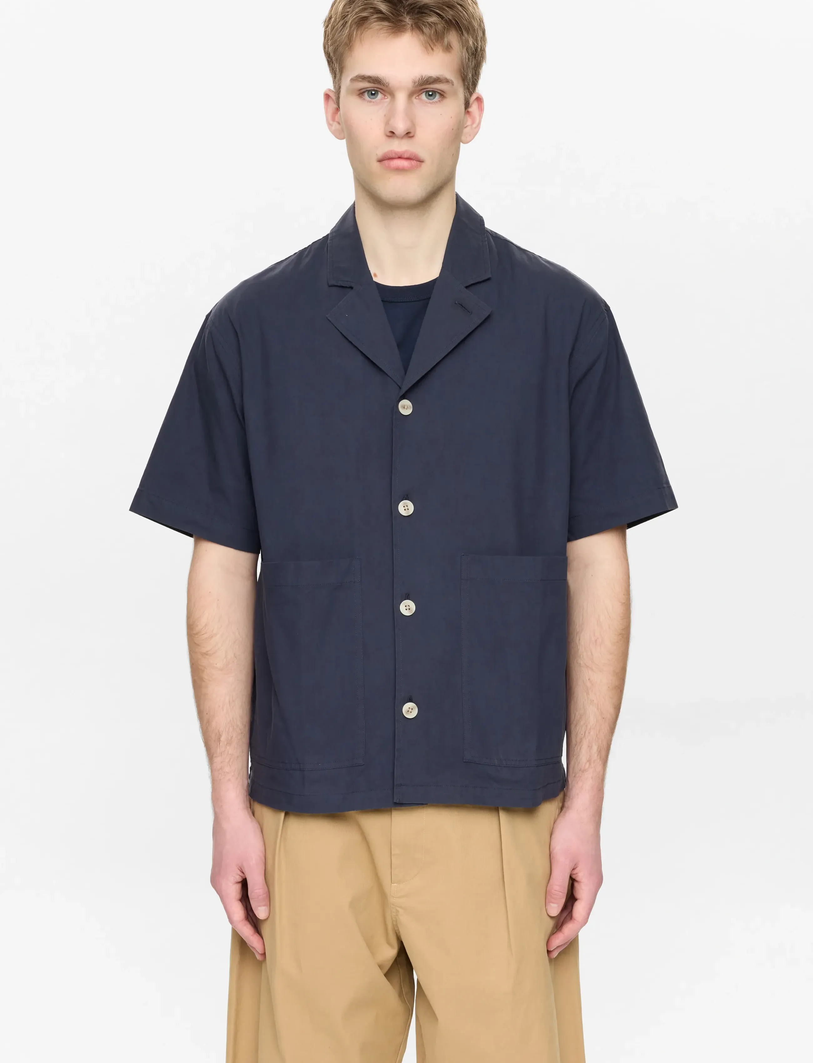 Anerkjendt AKOTTO COTTON POPLIN SS OVERSHIRT - Overshirts - SKY CAPTAIN / navy