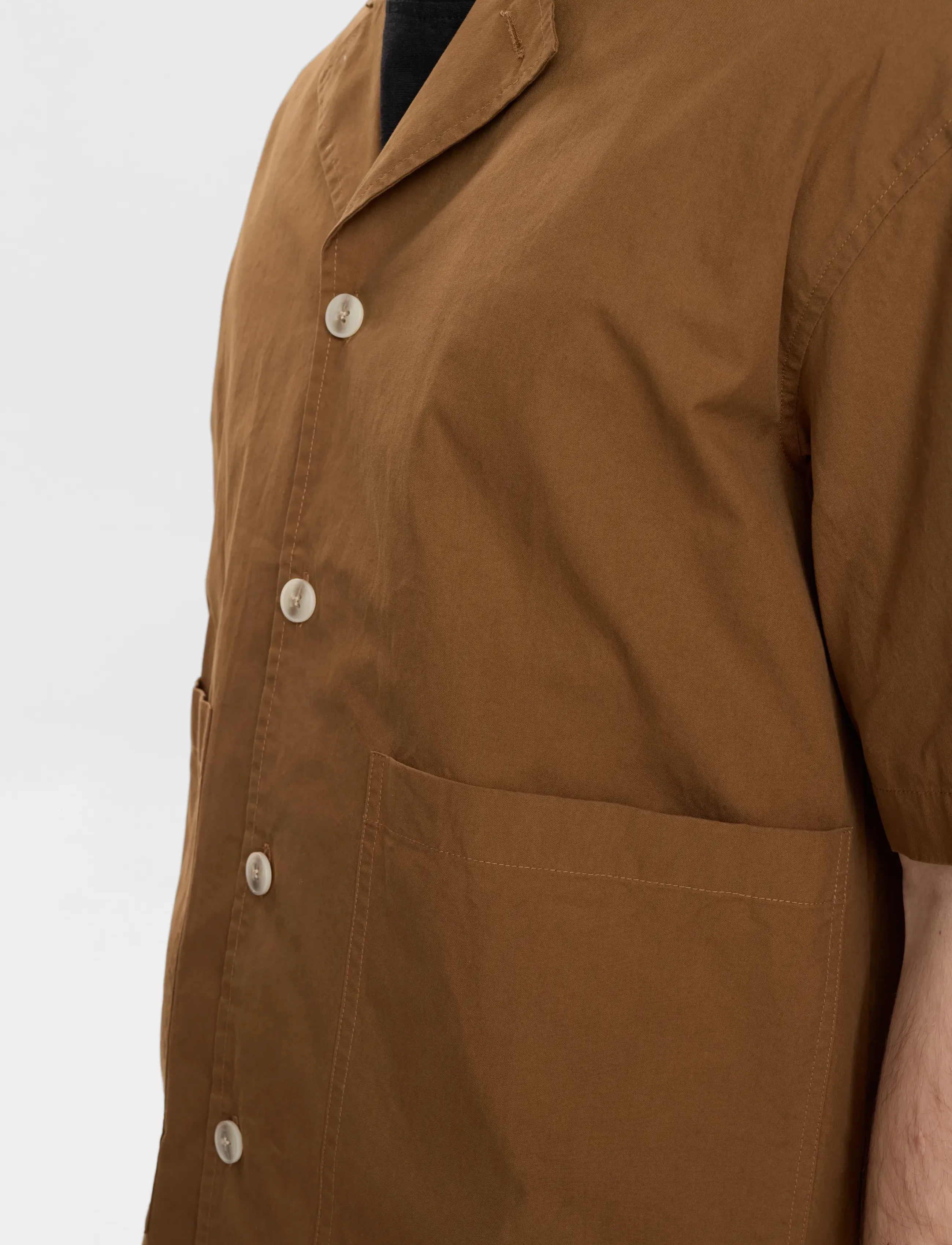 Anerkjendt Akotto Cotton Poplin Ss Overshirt, L, Oberteile, Braun - Overshirts, Männerswear