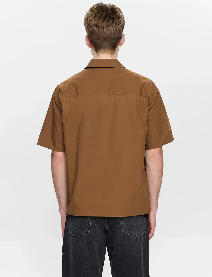 Anerkjendt - AKOTTO COTTON POPLIN SS OVERSHIRT - kolekcijos - teak - 5