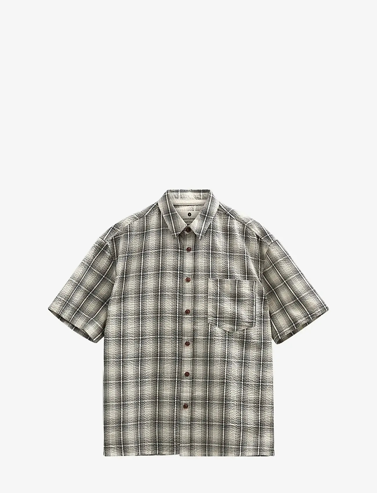 Anerkjendt - AKOTTO SEERSUCKER CHECK SS SHIRT - rutiga skjortor - tofu - 1