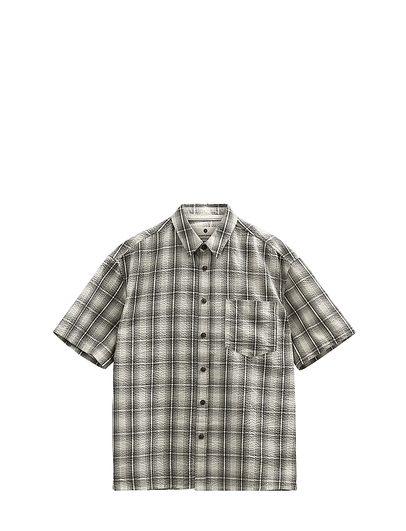 Anerkjendt - AKOTTO SEERSUCKER CHECK SS SHIRT - rutiga skjortor - tofu - 1