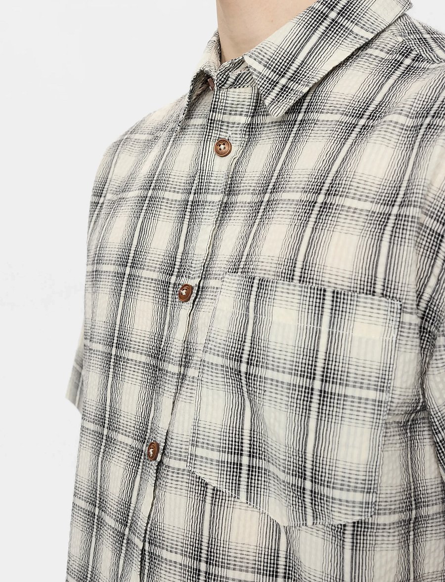 Anerkjendt - AKOTTO SEERSUCKER CHECK SS SHIRT - rutiga skjortor - tofu - 0