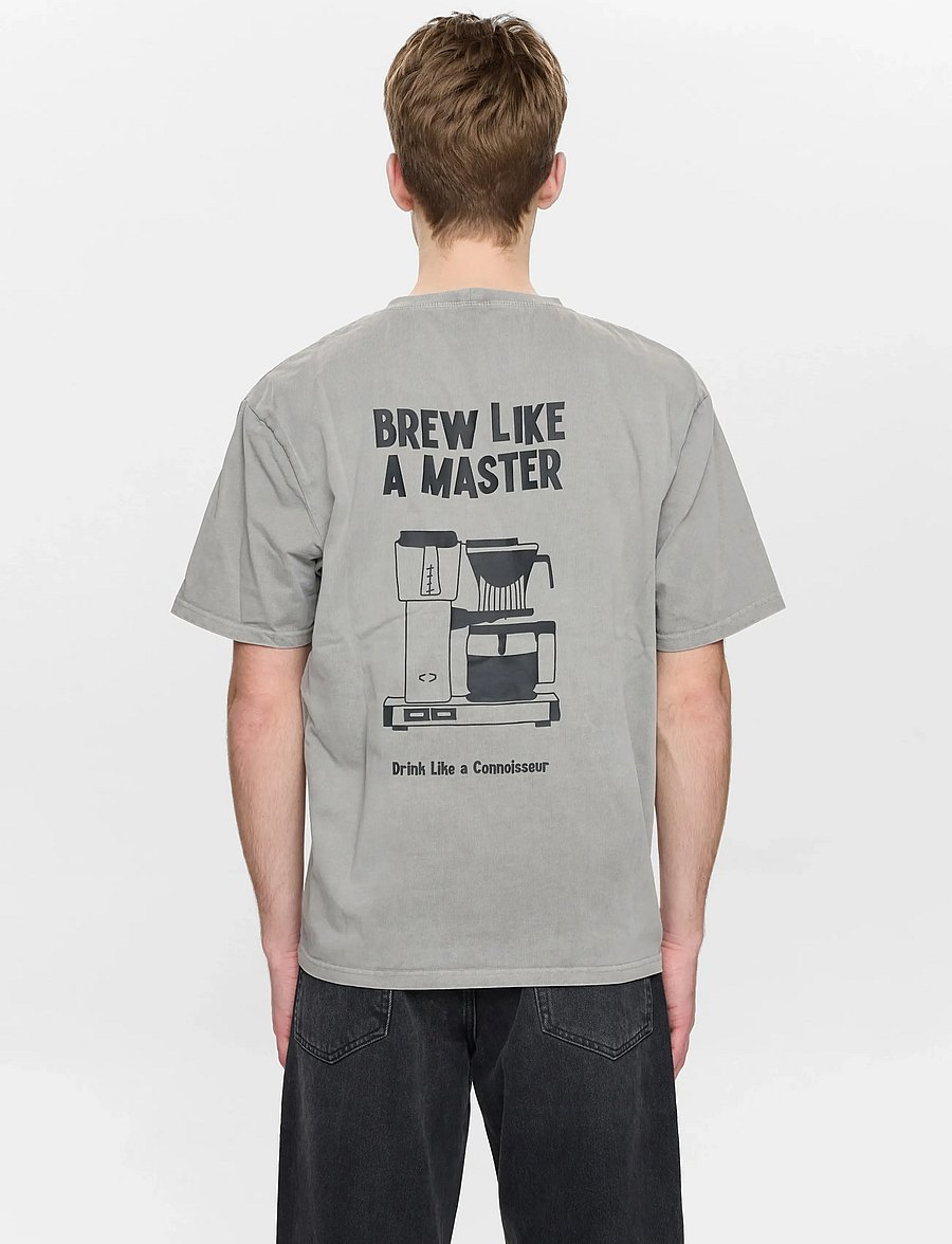 Anerkjendt - AKVILLADS BREWLIKEAMASTER SS TEE - short-sleeved t-shirts - gray flannel - 4