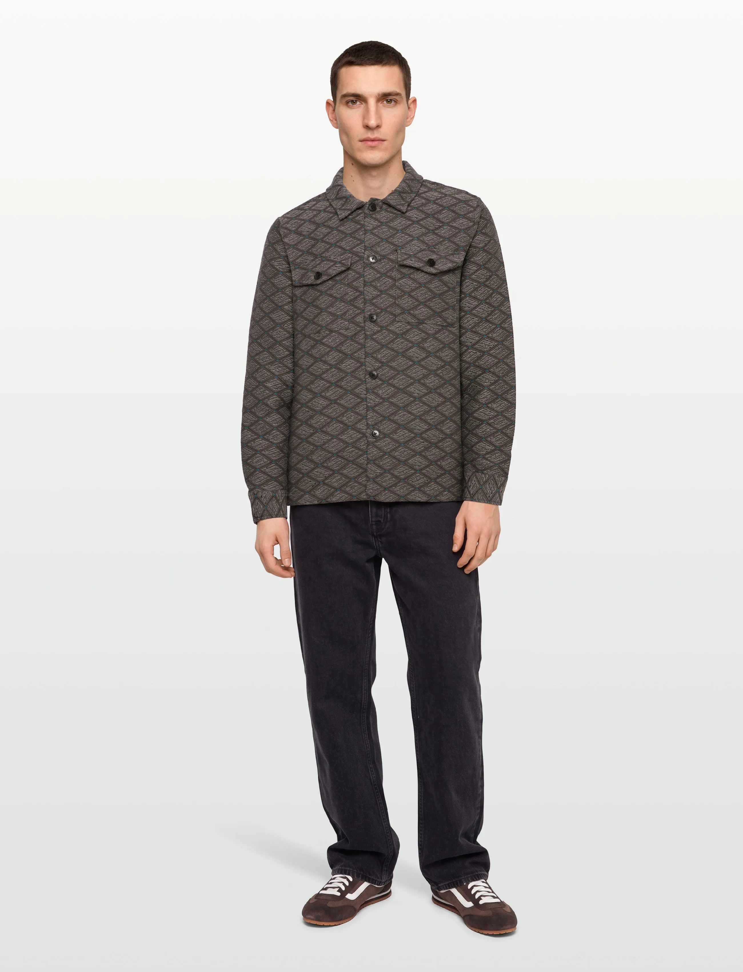 Anerkjendt Akoscar Jacquard1 Overshirt, L, Oberteile, Grau - Overshirts, Männerswear