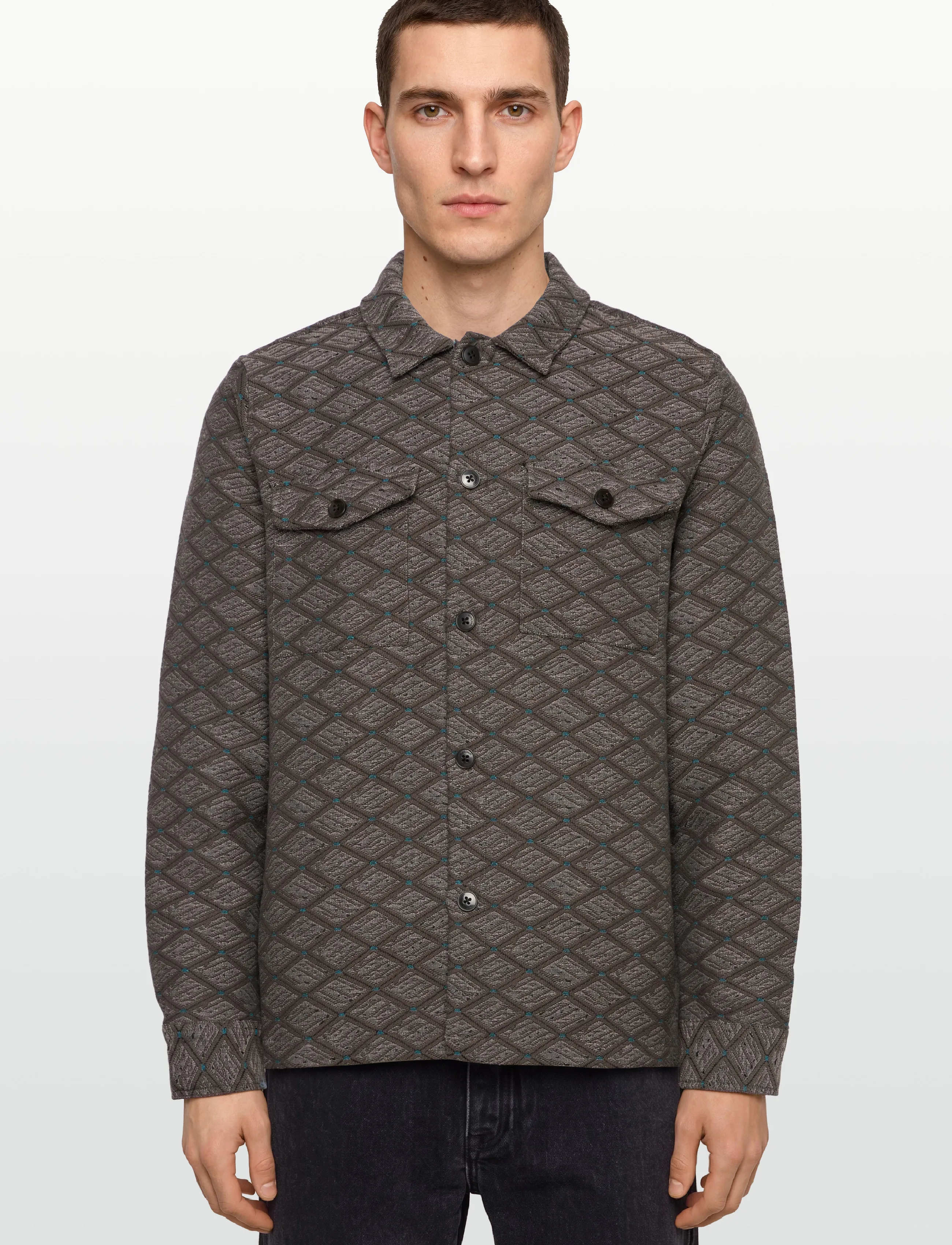 Anerkjendt - AKOSCAR JACQUARD1 OVERSHIRT - Überhemden - granite gray - 3