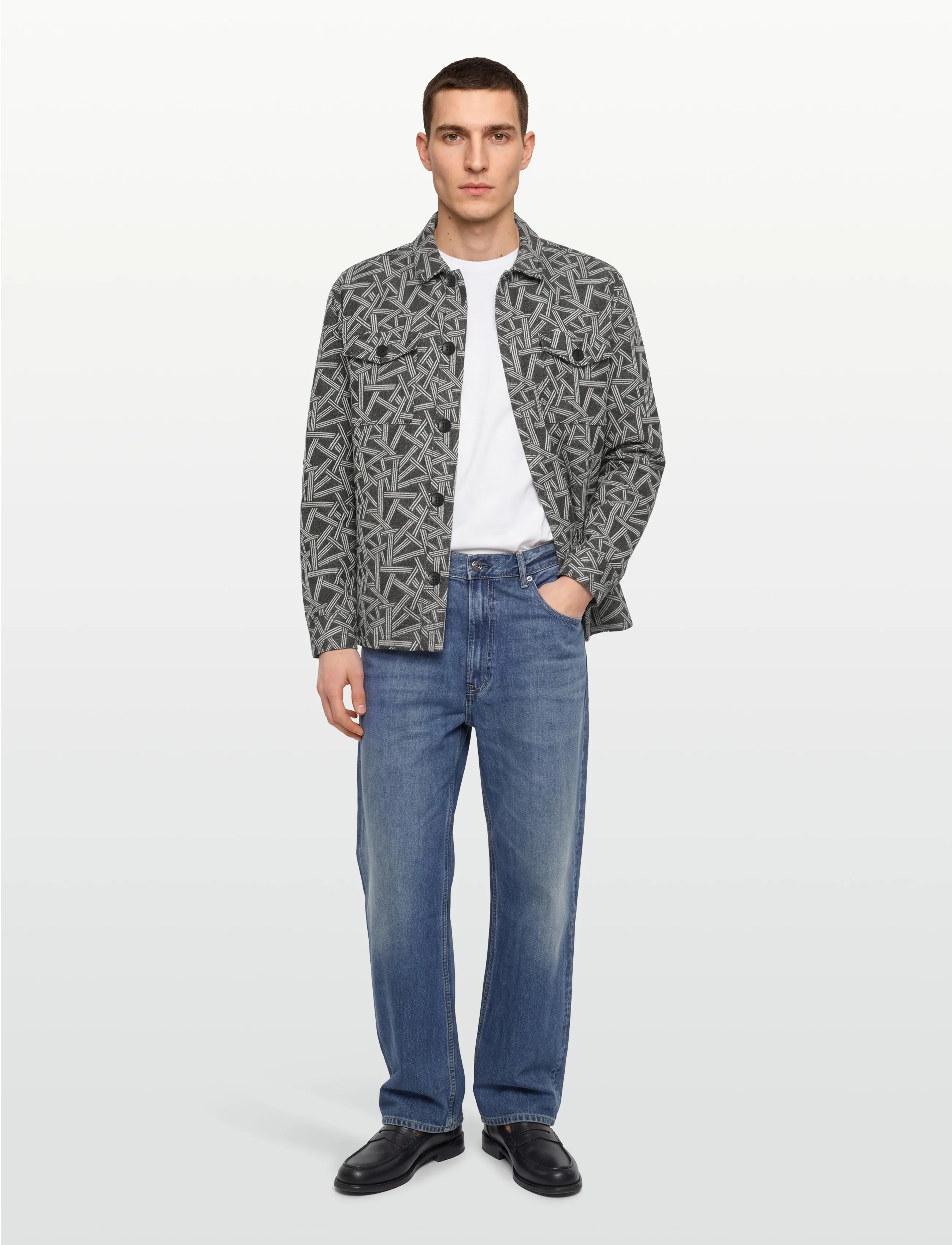 Anerkjendt Akoscar Jacquard2 Overshirt, XXL, Oberteile, Grau - Overshirts, Männerswear