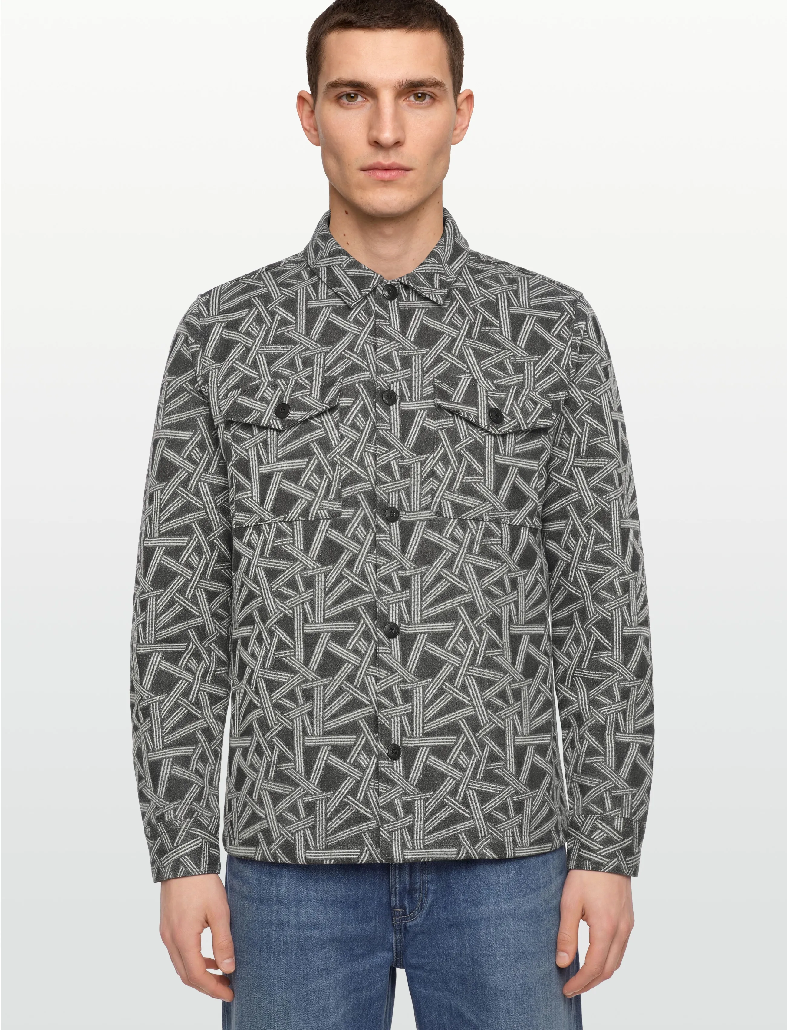 Anerkjendt - AKOSCAR JACQUARD2 OVERSHIRT - mænd - glacier gray - 3