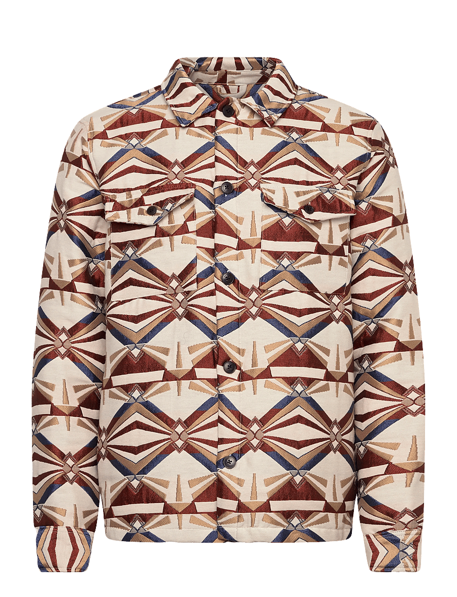 Anerkjendt - AKOSCAR JACQUARD4 OVERSHIRT - kollektsioonid - chili oil - 0