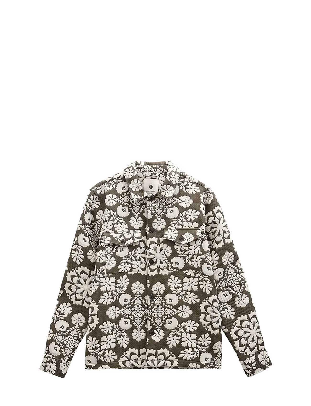 Anerkjendt Akoscar Flower Jacq Overshirt, Mænd, Blomster Jacquard Overshirt, Kakigrøn, Str: XXL