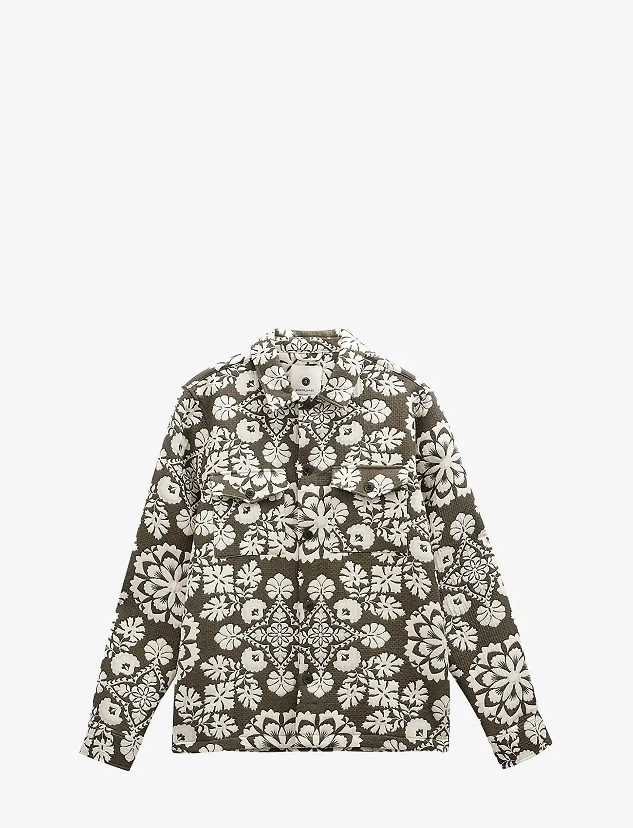 Anerkjendt - AKOSCAR FLOWER JACQ OVERSHIRT - kollektioner - forest night - 0
