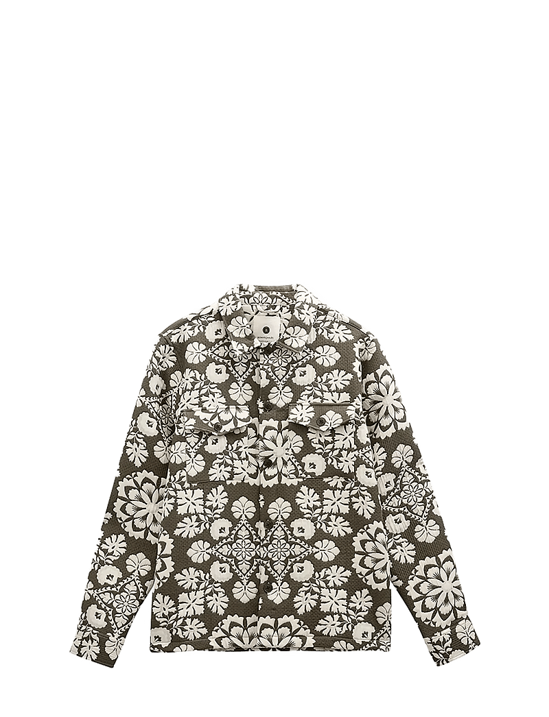 Anerkjendt - AKOSCAR FLOWER JACQ OVERSHIRT - kollektioner - forest night - 0
