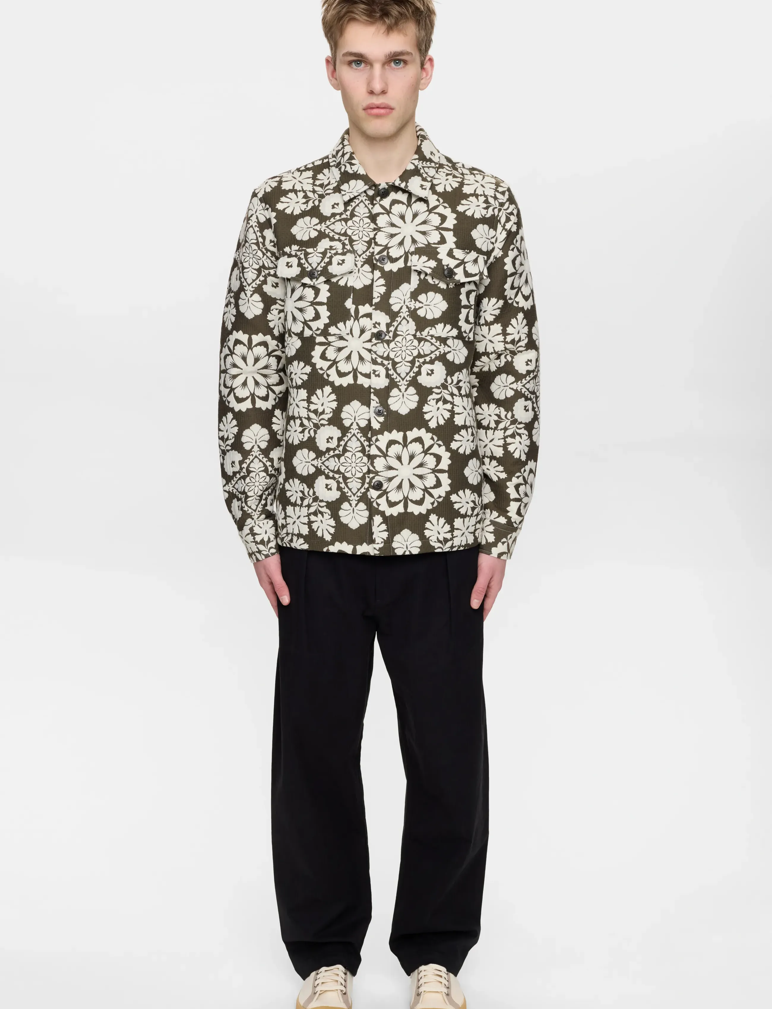 Anerkjendt - AKOSCAR FLOWER JACQ OVERSHIRT - kollektionen - forest night - 3