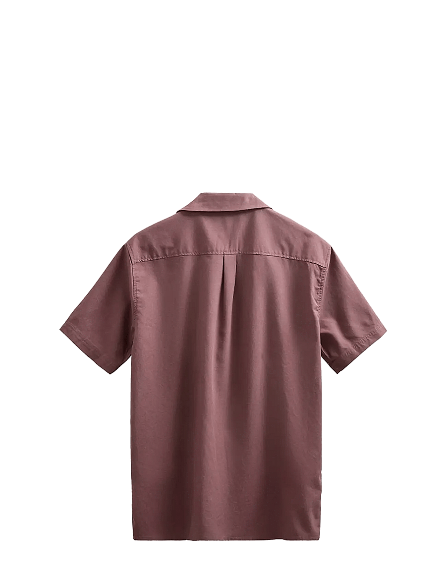 Anerkjendt - AKLEO COT/LINEN/VIS S/S SHIRT - kurzarmhemden - blackberry wine - 1