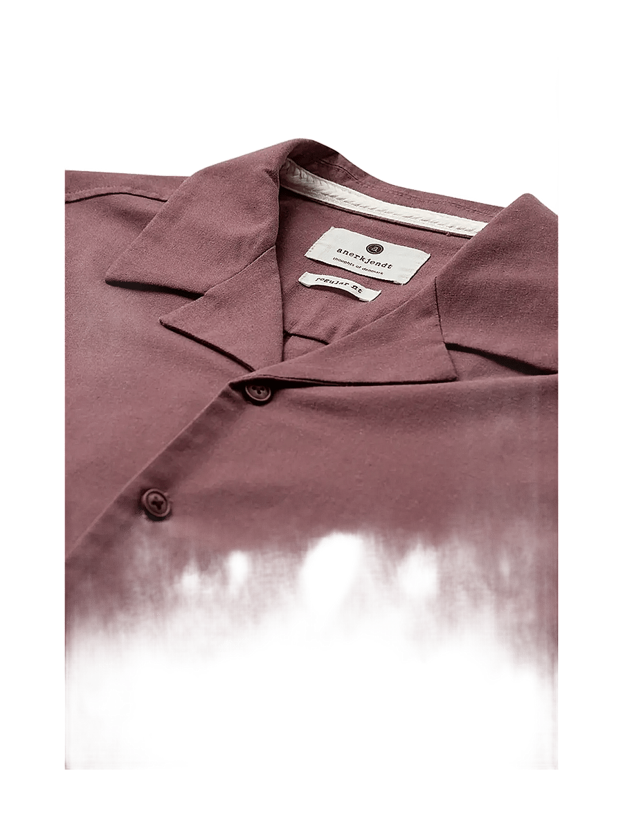 Anerkjendt - AKLEO COT/LINEN/VIS S/S SHIRT - kurzarmhemden - blackberry wine - 2