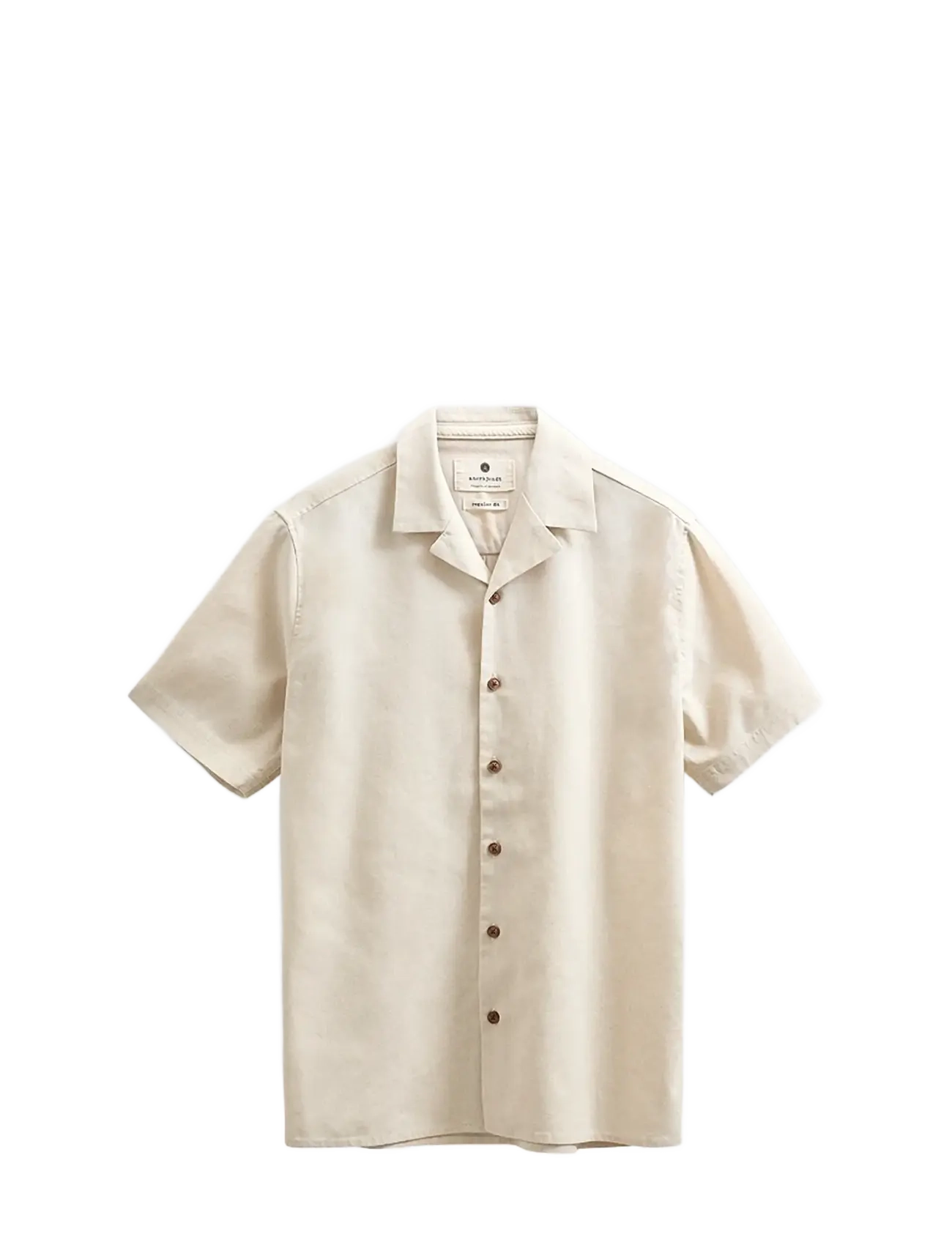 Anerkjendt AKLEO COT/LINEN/VIS S/S SHIRT - Anerkjendt - BROWN RICE MELANGE / cream