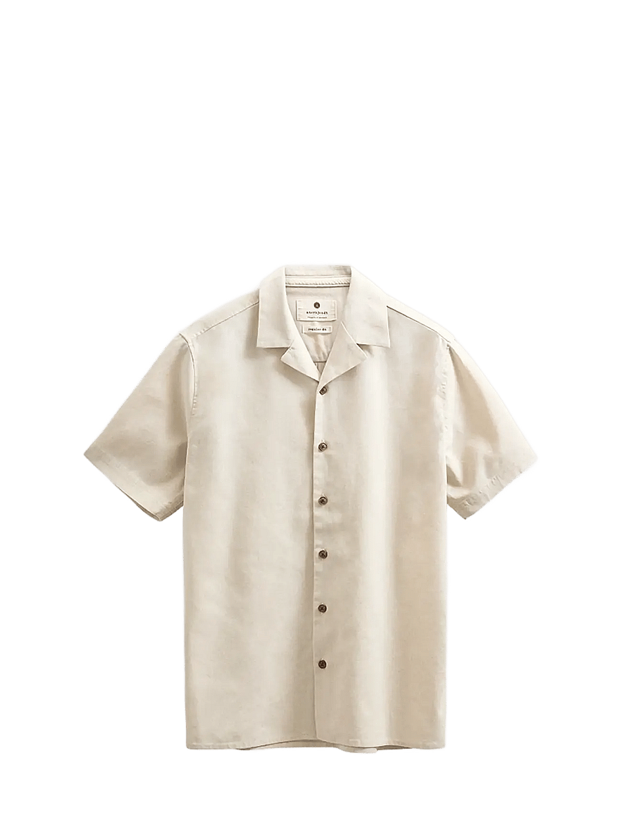Anerkjendt - AKLEO COT/LINEN/VIS S/S SHIRT - kurzarmhemden - brown rice melange - 0