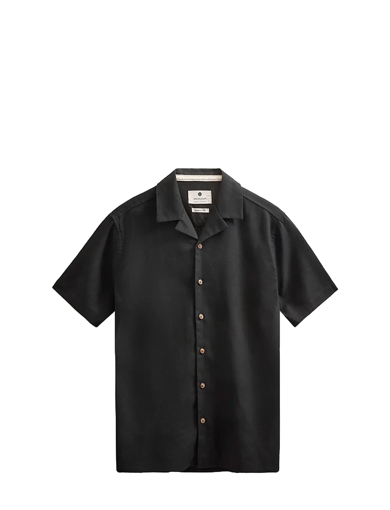 Anerkjendt AKLEO COT/LINEN/VIS S/S SHIRT - Anerkjendt - CAVIAR / black