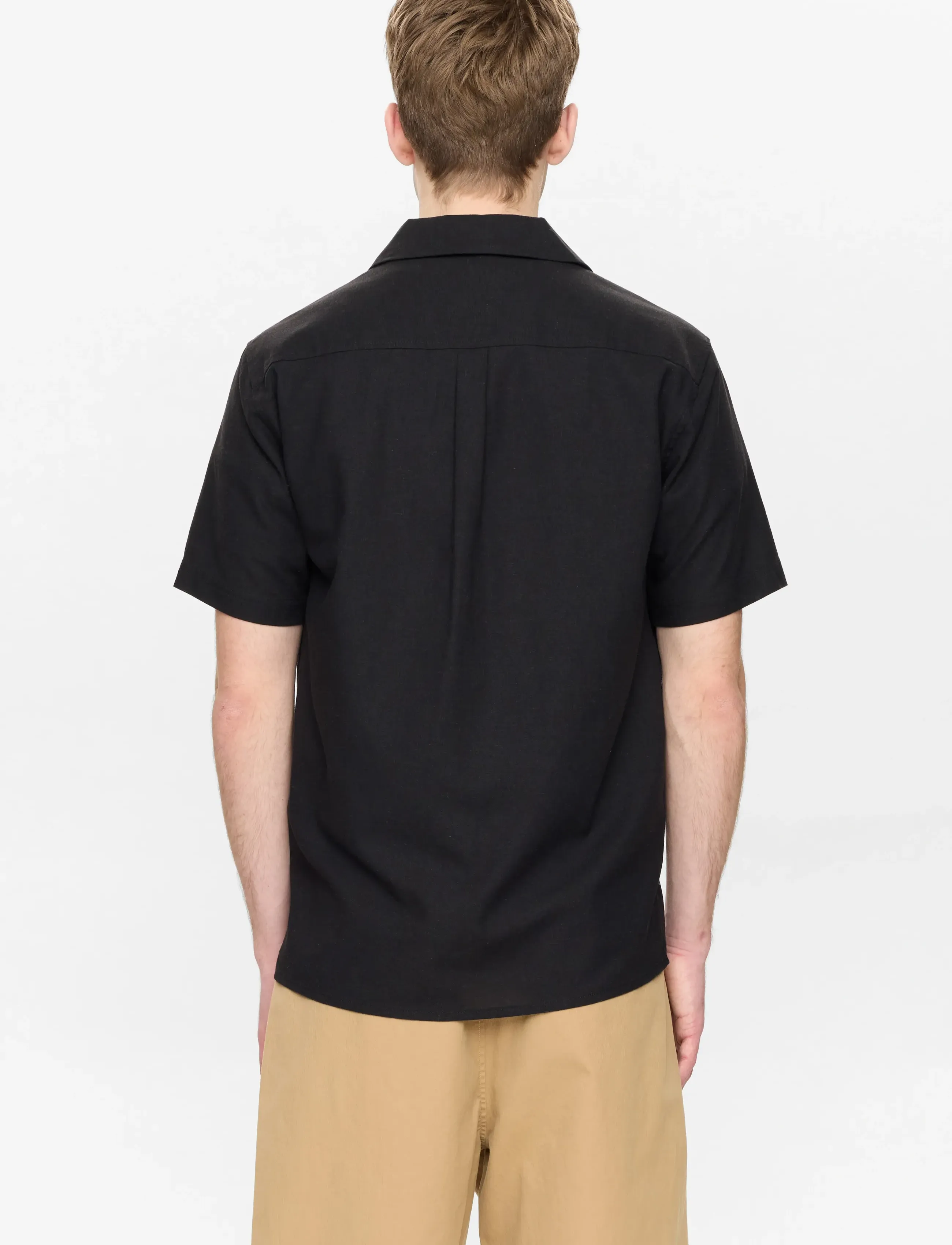 Anerkjendt - AKLEO COT/LINEN/VIS S/S SHIRT - kortærmede skjorter - caviar - 5