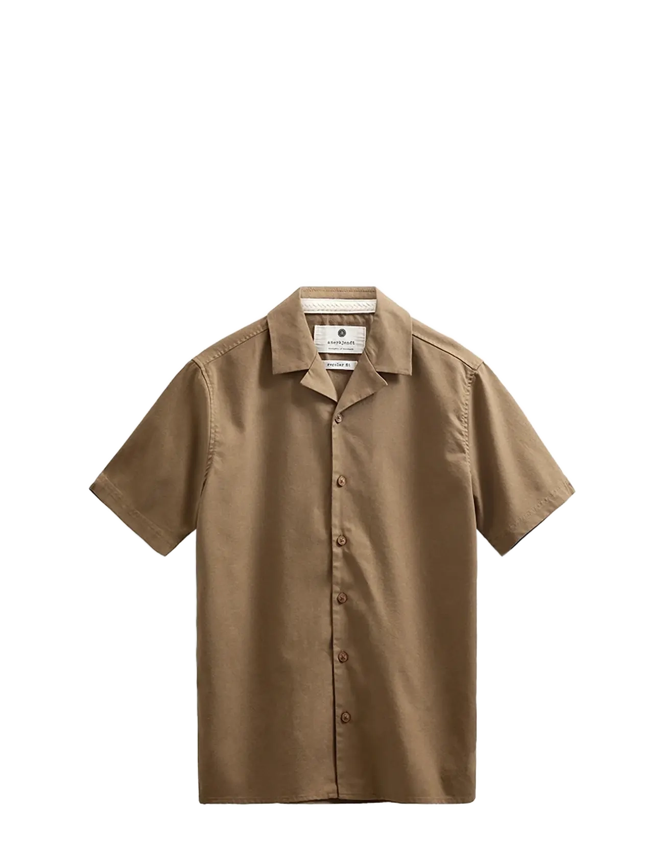 Anerkjendt AKLEO COT/LINEN/VIS S/S SHIRT - Anerkjendt - TEAK / brown
