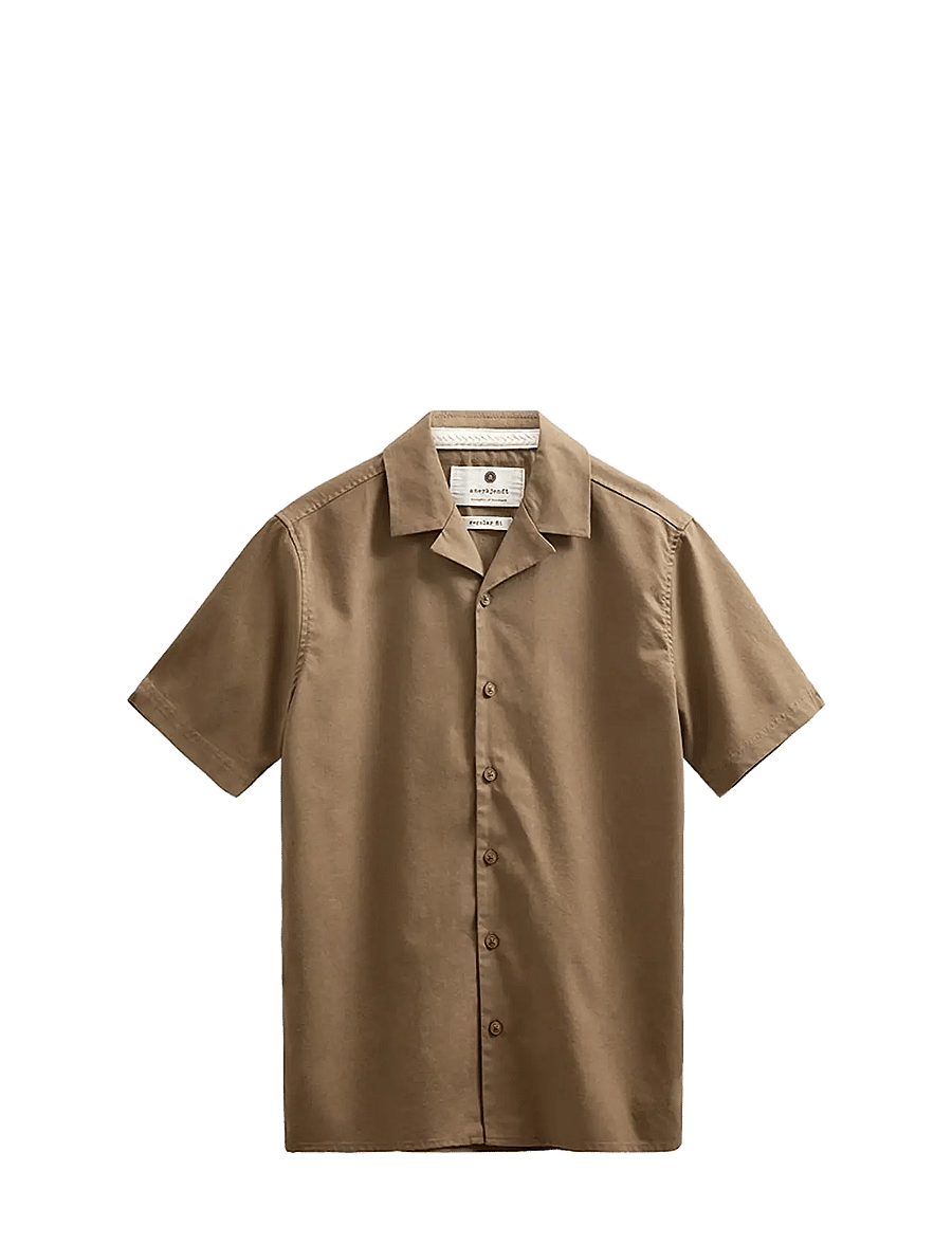 Anerkjendt - AKLEO COT/LINEN/VIS S/S SHIRT - chemises à manches courtes - teak - 0