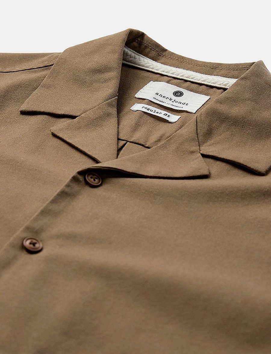 Anerkjendt - AKLEO COT/LINEN/VIS S/S SHIRT - chemises à manches courtes - teak - 2