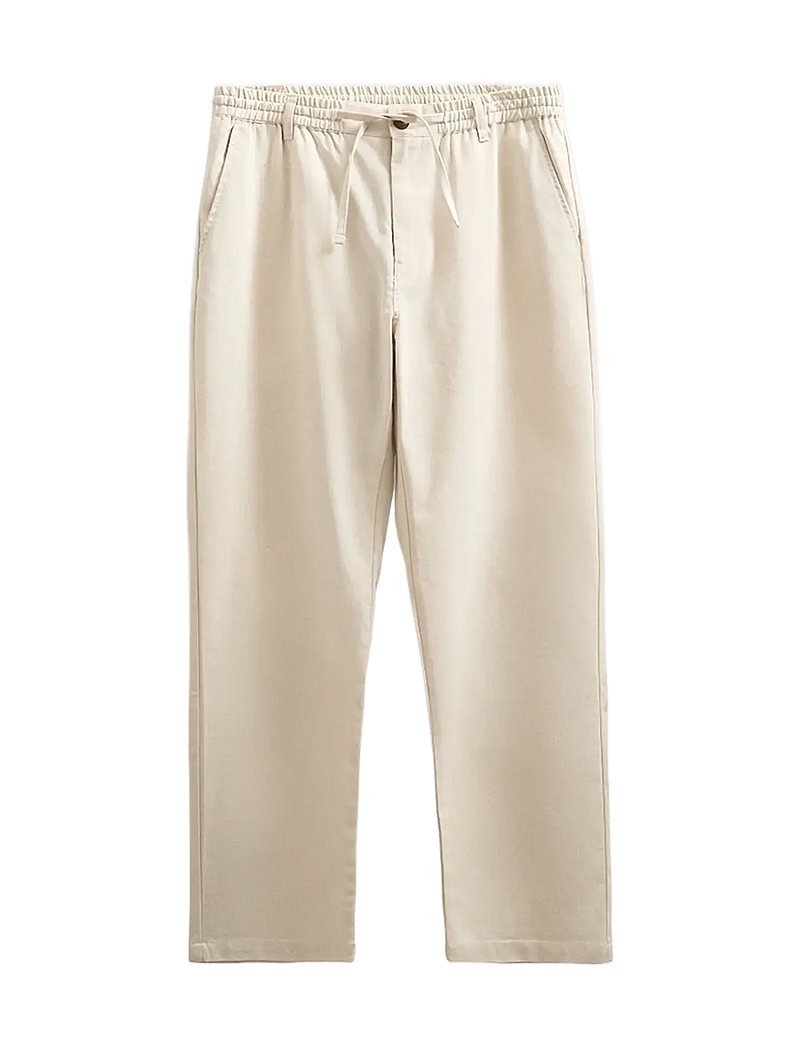 Anerkjendt - AKJAN COT/LINEN/VIS ELA PANTS - hörbuxur - brown rice melange - 0