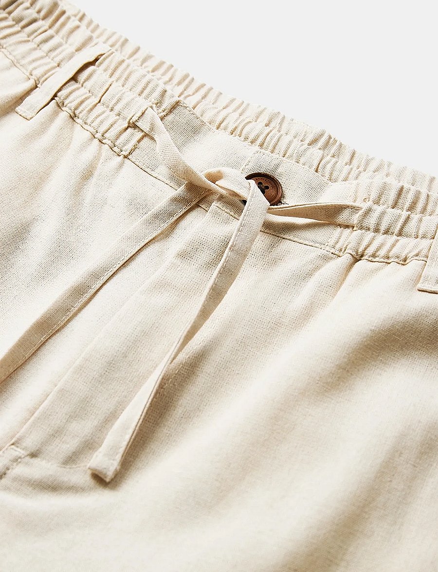 Anerkjendt - AKJAN COT/LINEN/VIS ELA PANTS - hörbuxur - brown rice melange - 2