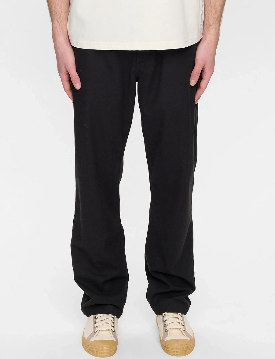 Anerkjendt - AKJAN COT/LINEN/VIS ELA PANTS - leinenhosen - caviar - 3