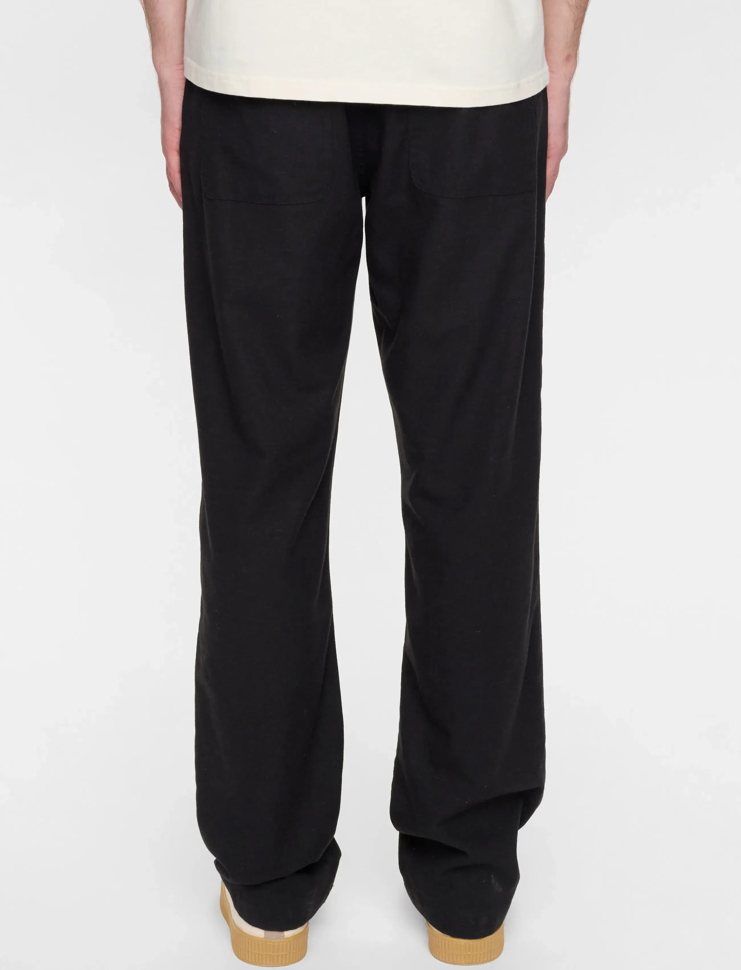 Anerkjendt - AKJAN COT/LINEN/VIS ELA PANTS - hørbukser - caviar - 5