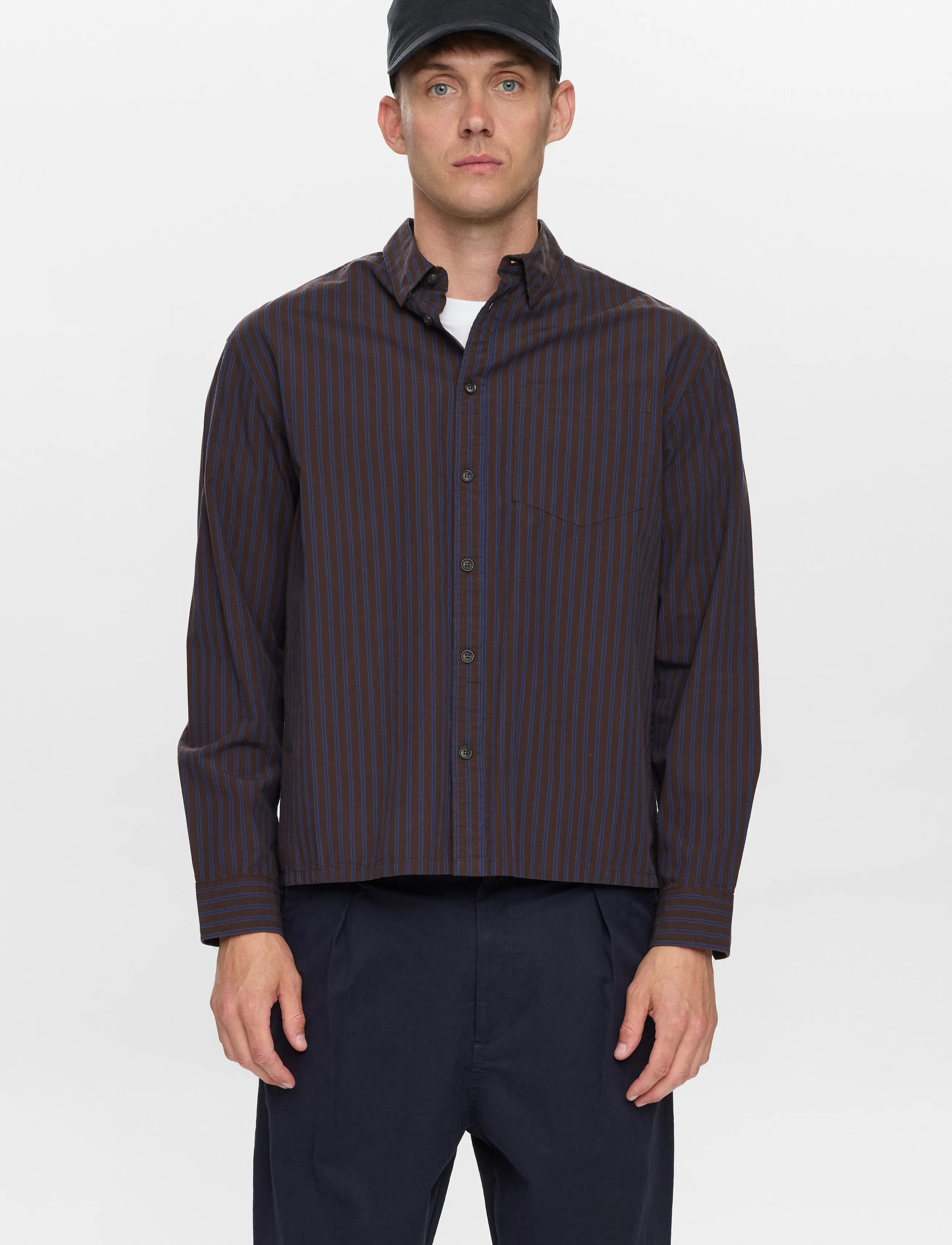 Anerkjendt AKOTTO POPLIN STRIPE LS SHIRT - Clothing - DELICIOSO / brown