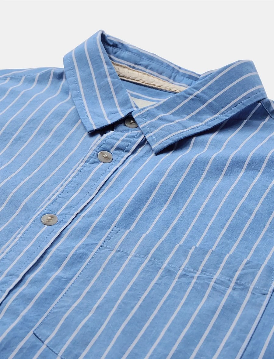 Anerkjendt - AKOTTO POPLIN STRIPE LS SHIRT - randiga skjortor - light blue - 4