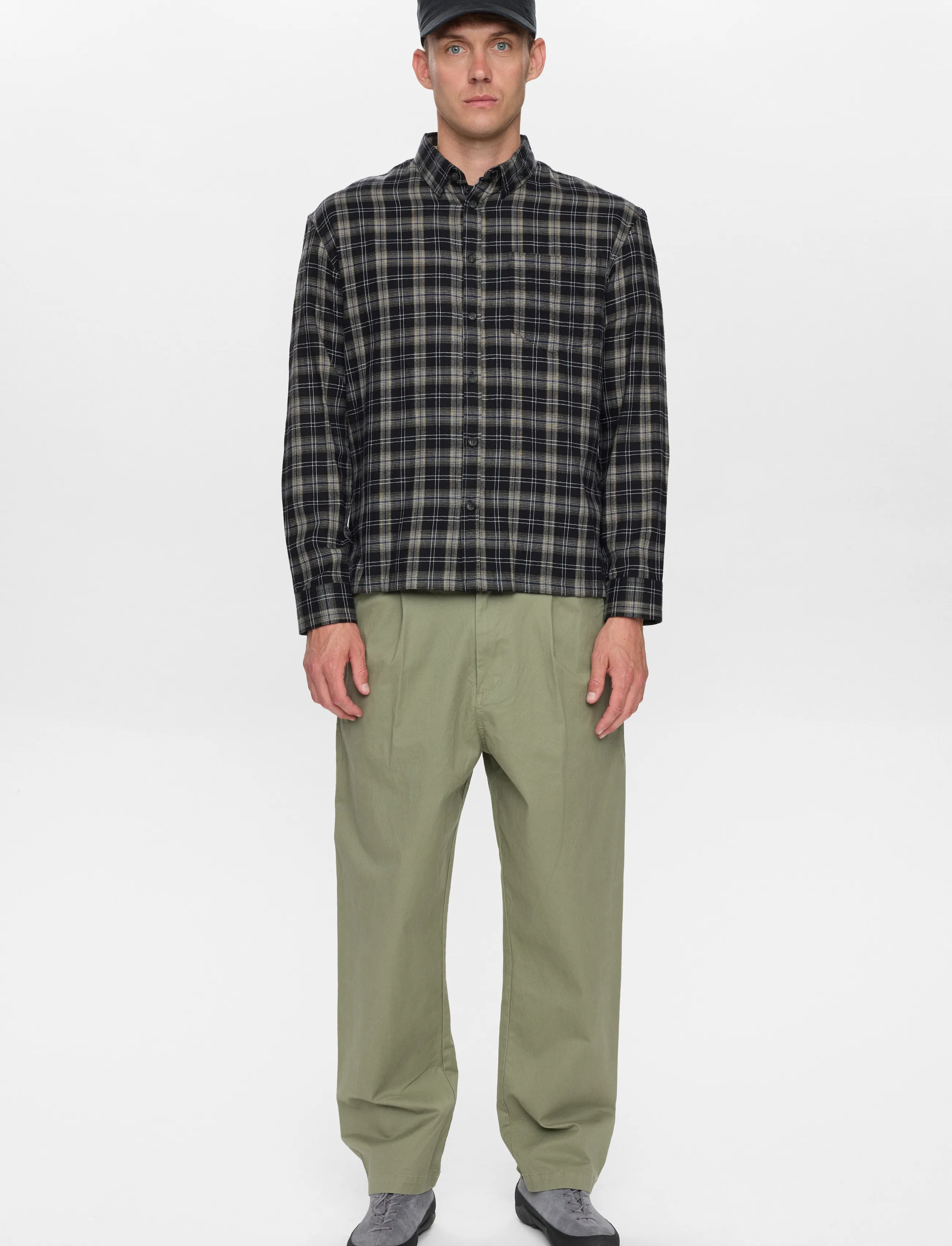 Anerkjendt AKOTTO FLANNEL CHECK LS SHIRT - Hemden - CAVIAR / black
