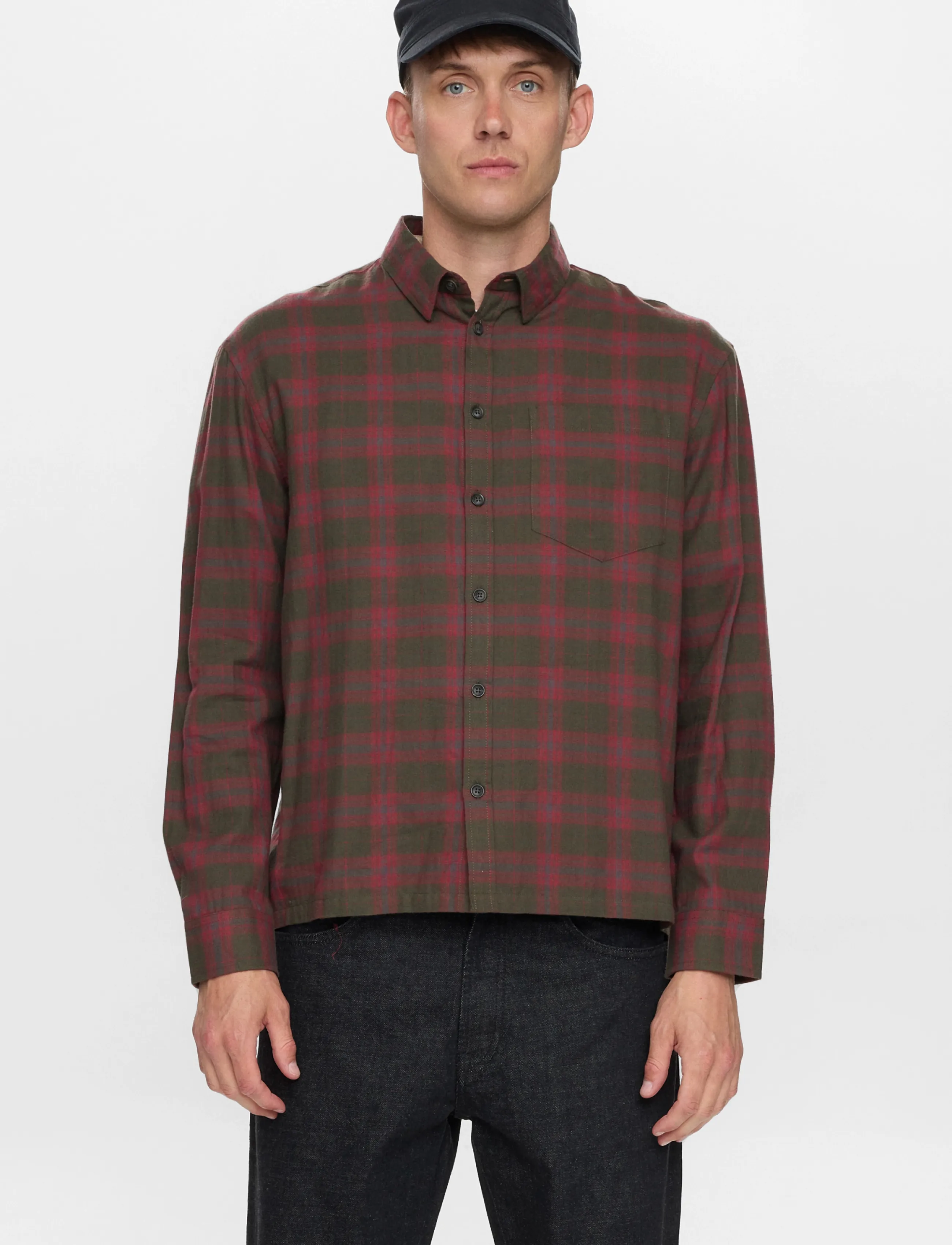 Anerkjendt AKOTTO FLANNEL CHECK LS SHIRT - Hemden - RED DAHLIA / burgundy