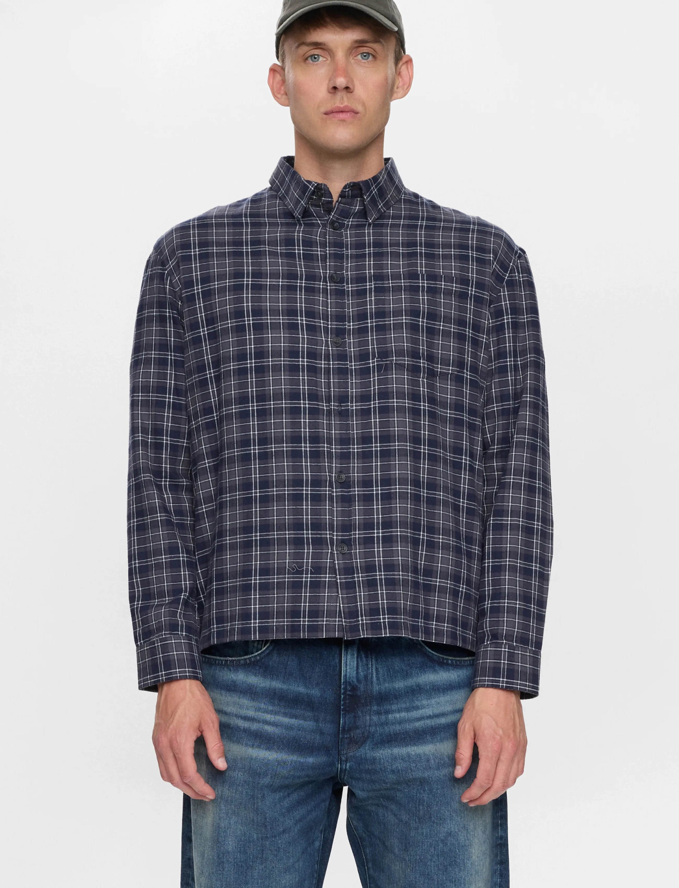 Anerkjendt AKOTTO FLANNEL CHECK LS SHIRT - Checkered shirts - SKY CAPTAIN / navy