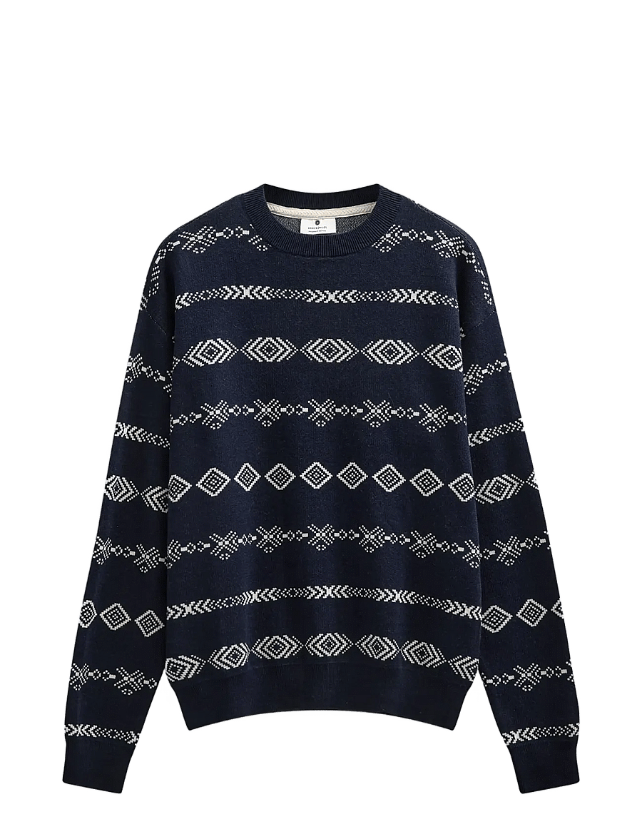 Anerkjendt - AKSINUS JACQ COT/SILK KNIT - rundhalsad - sky captain - 1